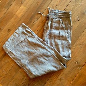 LOFT Linen Heathers Blue Wide Leg Pants NWT